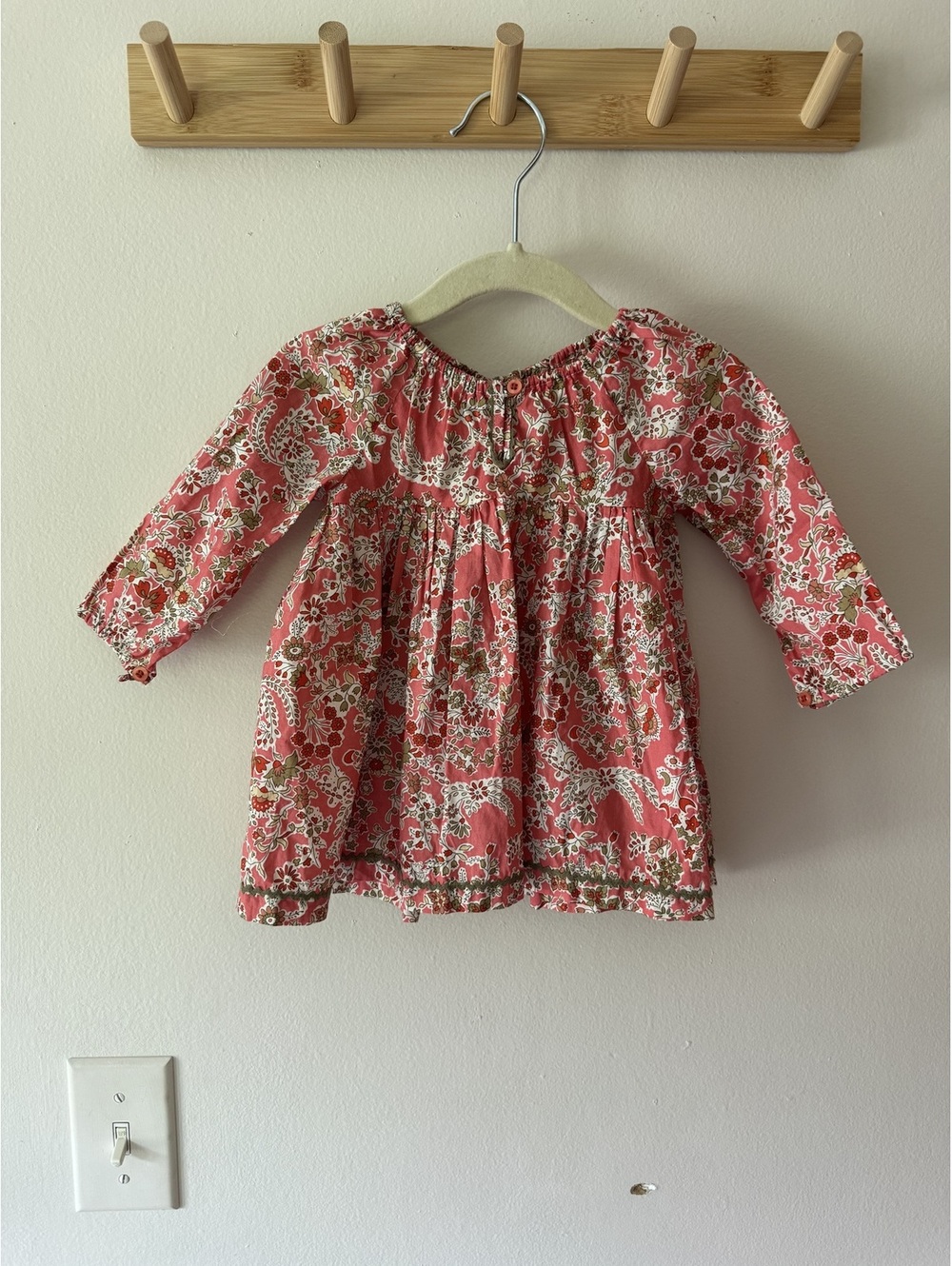 Marie Chantal 12m pink floral long sleeve dress